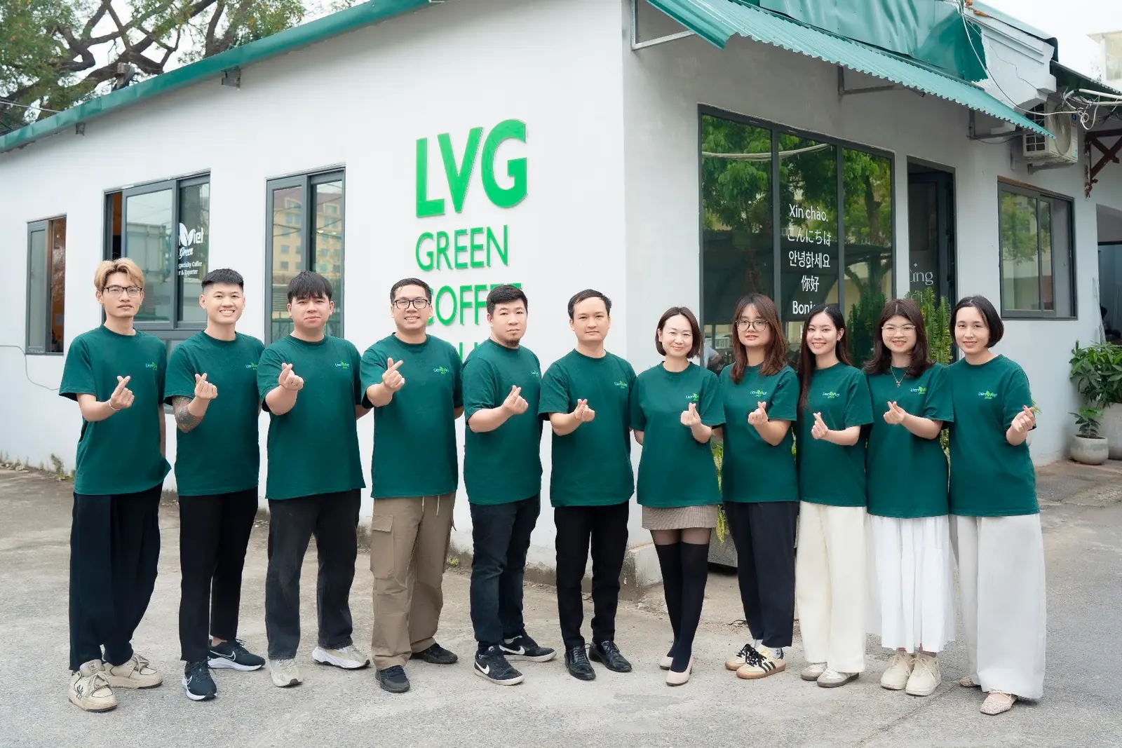The Lien Viet Green team in front of the Long Bien roastery