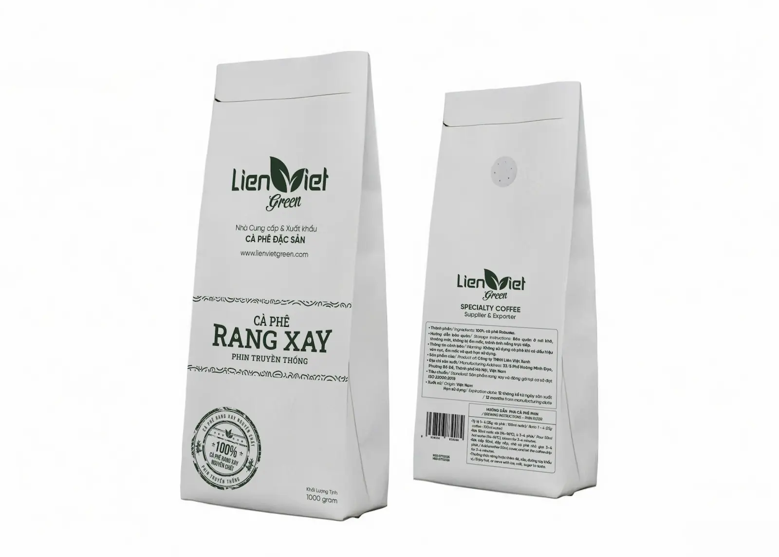 Lien Viet Green 1 kg roasted coffee bag