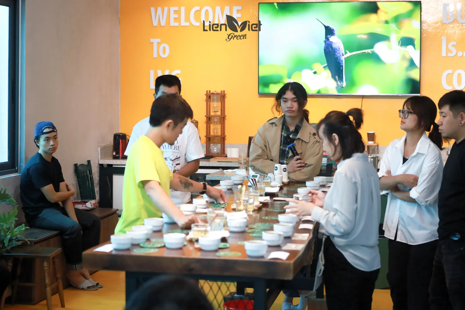 A cupping session in the Lien Viet Green tasting room