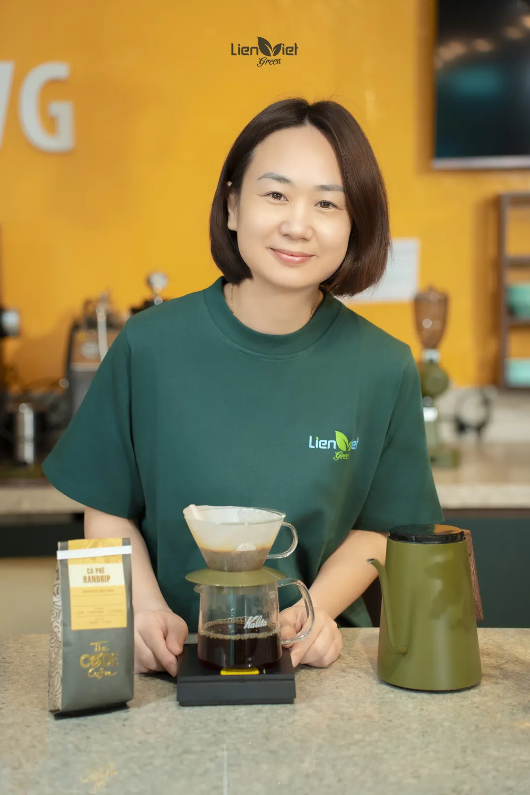 Ms Huong (Mayer Chan), founder of Lien Viet Green, at the brew bar