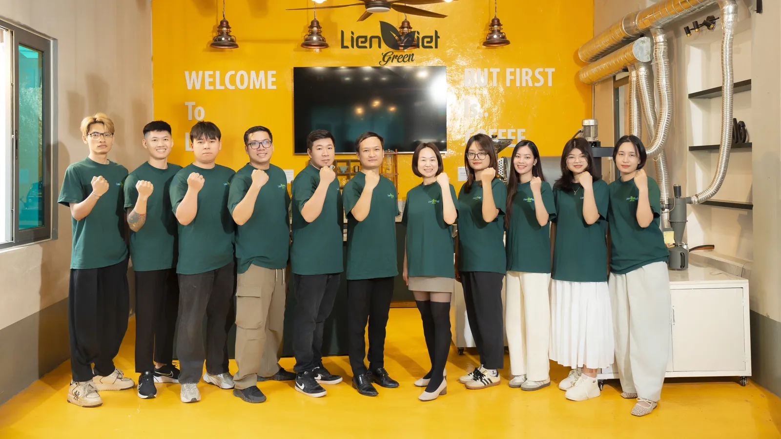 The Lien Viet Green team in the Welcome to LVG room